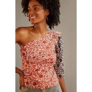 Cecilia Pettersson Anthropologie Printed One Shoulder Blouse